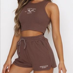 White Fox Boutique Chocolate Ribbed Crop Tank